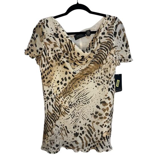 Dana Bachman Leopard Print Sheer Blouse—short sleeve—Size 12–NWT - Picture 5 of 7